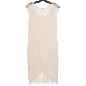 Free People Dress Peek A Boo Slip Cottage Romantic Coastal Grandma Lace Medium